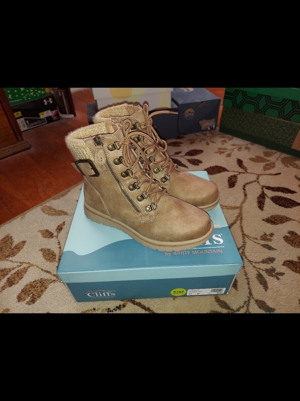 Cliffs by WHITE MOUNTAIN Cognac Lace-Up Faux-Fur Ankle Boots